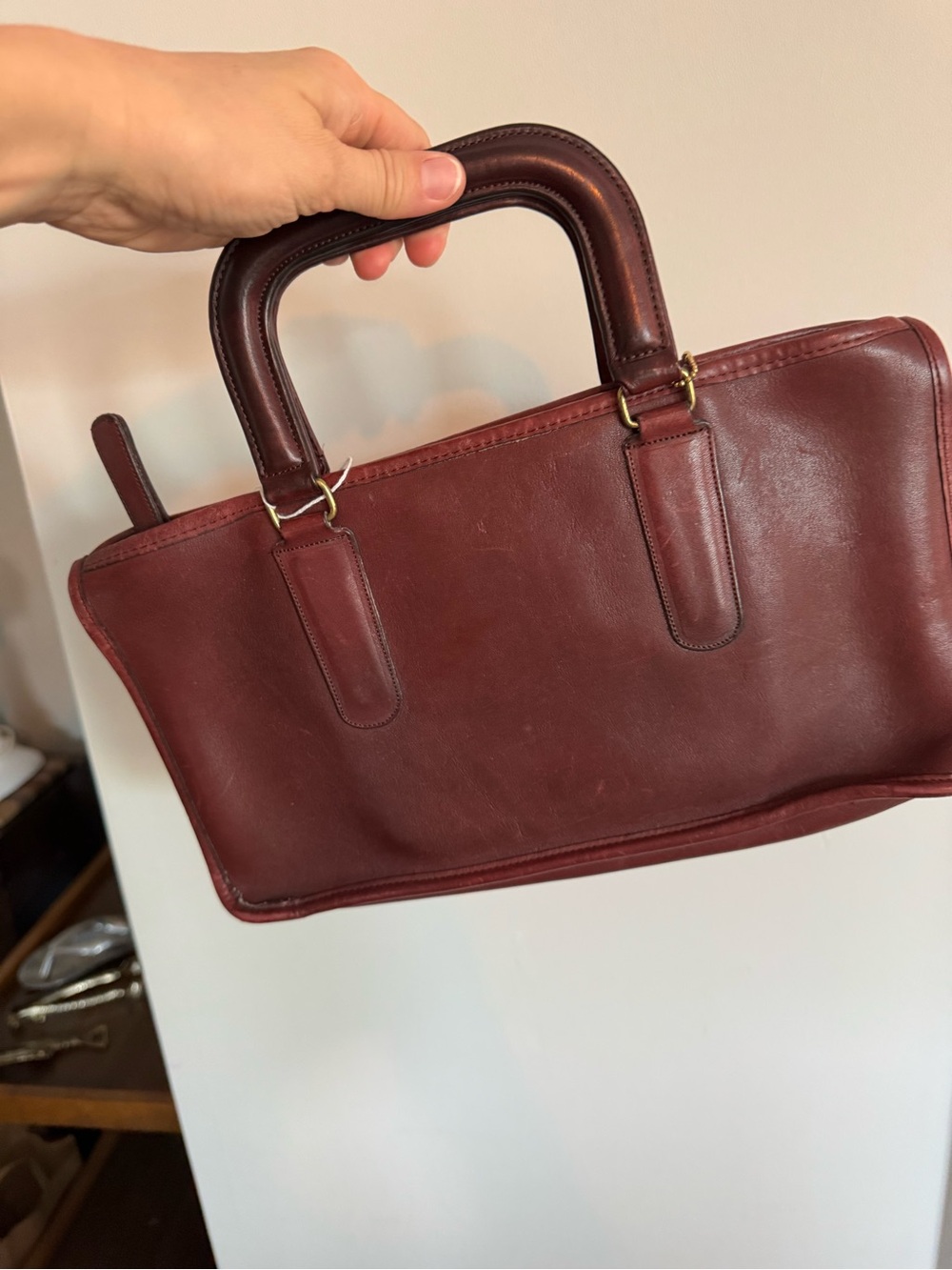 Rare Vintage 70’s Coach Burgundy Leather Top-Handle Satchel - Bonnie Cashin - Picture 7 of 7